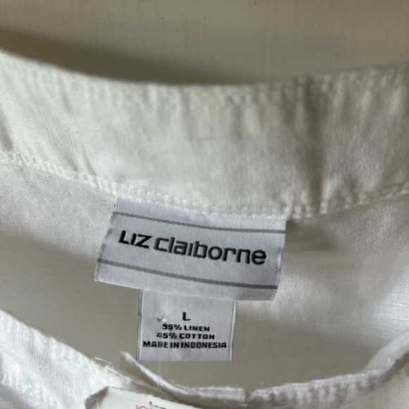 White Linen and Cotton Button-Down Midi Dress Size Large NWT - Picture 4 of 7